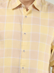 Orange Checkered Regular Fit Shirt