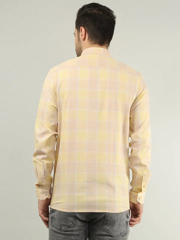 Orange Checkered Regular Fit Shirt TIM PARIS
