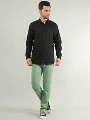 Black Striped Regular Fit Shirt