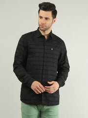Black Striped Regular Fit Shirt