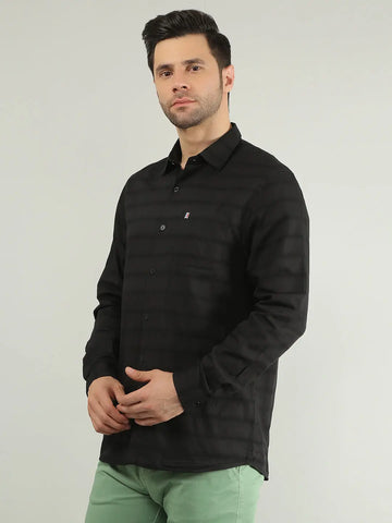 Black Striped Regular Fit Shirt TIM PARIS