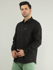 Black Striped Regular Fit Shirt