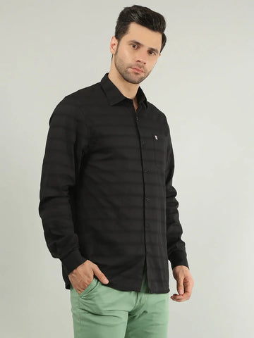 Black Striped Regular Fit Shirt TIM PARIS