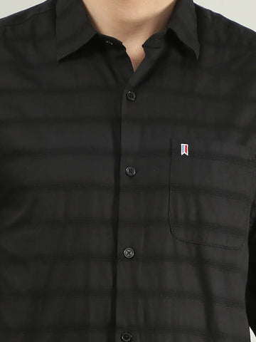 Black Striped Regular Fit Shirt TIM PARIS