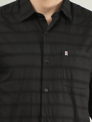 Black Striped Regular Fit Shirt