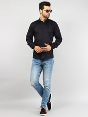 Black Solid Regular Fit Shirt