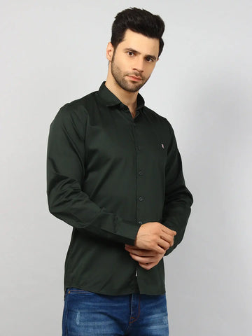 Green Solid Regular Fit Shirt TIM PARIS