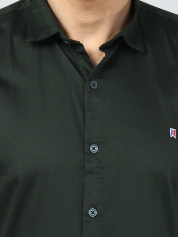 Green Solid Regular Fit Shirt TIM PARIS