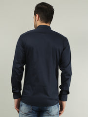 Navy Blue Solid Regular Fit Shirt