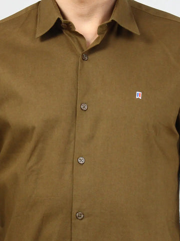 Brown Solid Regular Fit Shirt Tim Paris