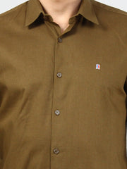 Brown Solid Regular Fit Shirt