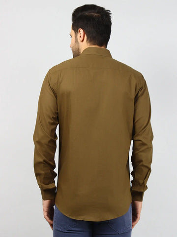 Brown Solid Regular Fit Shirt Tim Paris