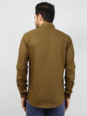 Brown Solid Regular Fit Shirt