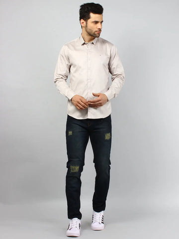 Light Grey Solid Regular Fit Shirt TIM PARIS