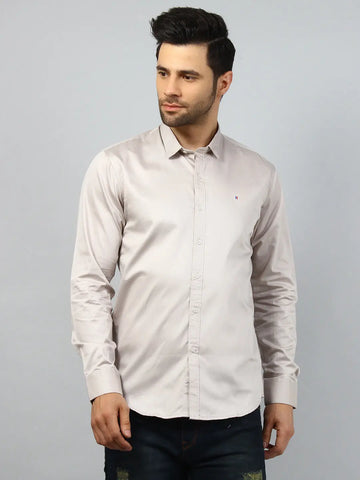 Light Grey Solid Regular Fit Shirt TIM PARIS