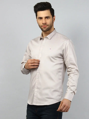 Light Grey Solid Regular Fit Shirt TIM PARIS