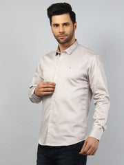 Light Grey Solid Regular Fit Shirt