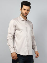 Light Grey Solid Regular Fit Shirt