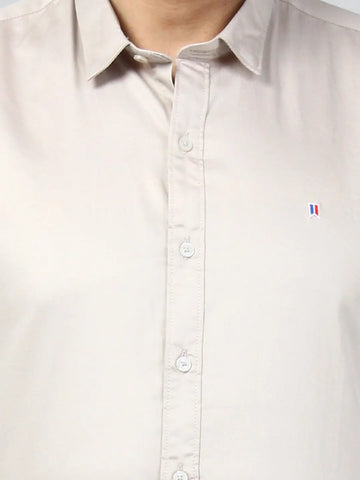 Light Grey Solid Regular Fit Shirt TIM PARIS
