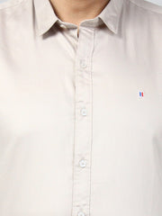 Light Grey Solid Regular Fit Shirt