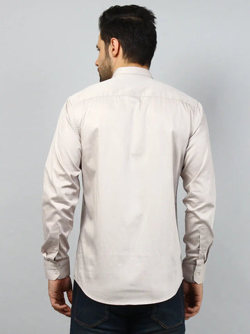 Light Grey Solid Regular Fit Shirt TIM PARIS