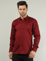 Maroon Solid Regular Fit Shirt