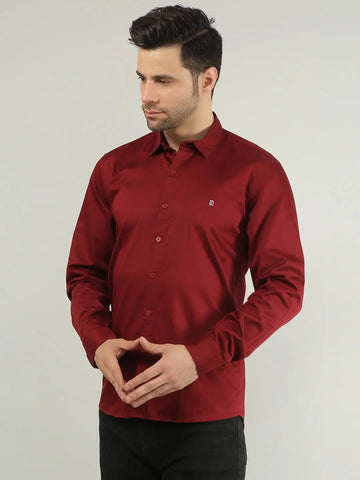 Maroon Solid Regular Fit Shirt Tim Paris