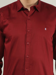 Maroon Solid Regular Fit Shirt