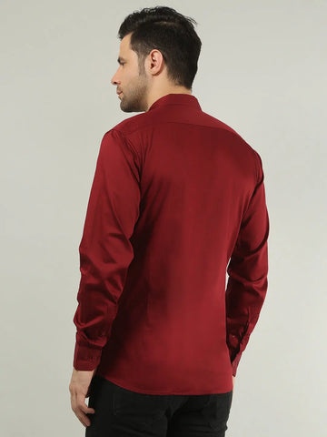 Maroon Solid Regular Fit Shirt Tim Paris