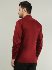 Maroon Solid Regular Fit Shirt