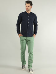 Navy Solid Regular Fit Shirt