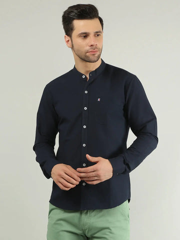 Navy Solid Regular Fit Shirt TIM PARIS