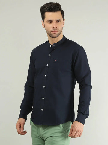 Navy Solid Regular Fit Shirt TIM PARIS