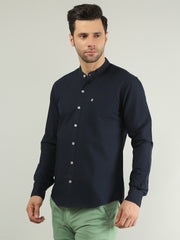 Navy Solid Regular Fit Shirt