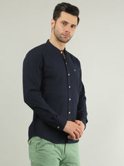 Navy Solid Regular Fit Shirt