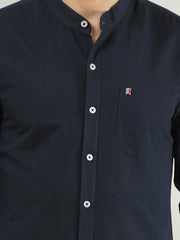 Navy Solid Regular Fit Shirt