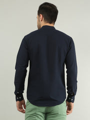 Navy Solid Regular Fit Shirt