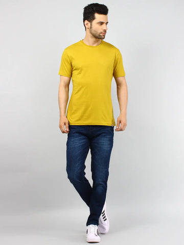 Olive Solid Regular Fit T-shirt Tim Paris