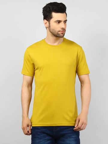 Olive Solid Regular Fit T-shirt Tim Paris