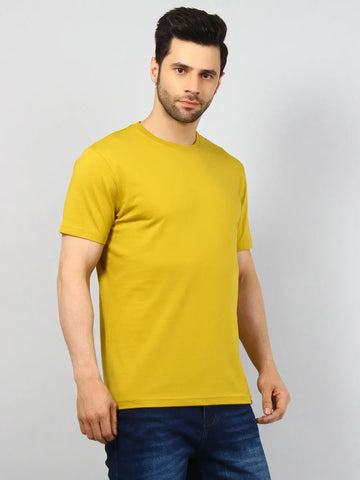 Olive Solid Regular Fit T-shirt Tim Paris