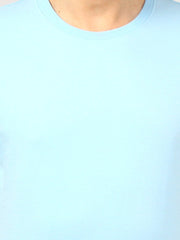 Blue Round Neck Solid T Shirt