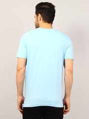 Blue Round Neck Solid T Shirt