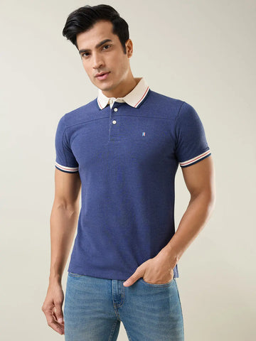 Navy Melange Polo T-Shirt Tim Paris