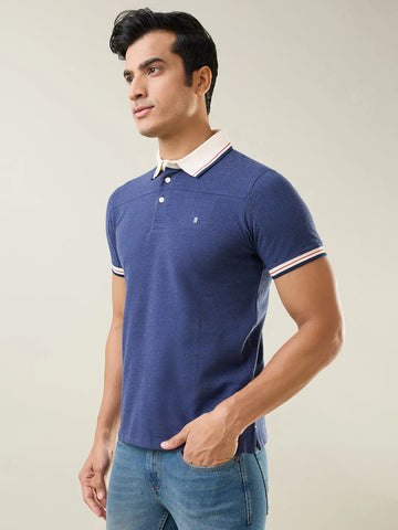 Navy Melange Polo T-Shirt Tim Paris