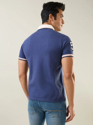 Navy Melange Polo T-Shirt Tim Paris