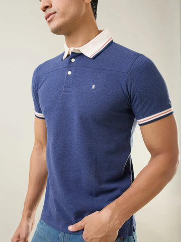 Navy Melange Polo T-Shirt Tim Paris