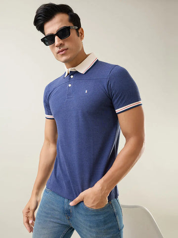 Navy Melange Polo T-Shirt Tim Paris