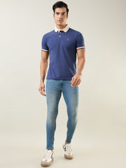 Navy Melange Polo T-Shirt