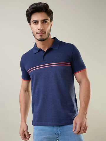 Navy Cut & Sew Polo T-Shirt Tim Paris
