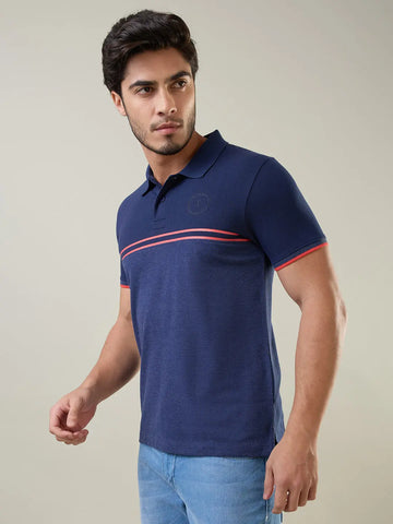 Navy Cut & Sew Polo T-Shirt Tim Paris